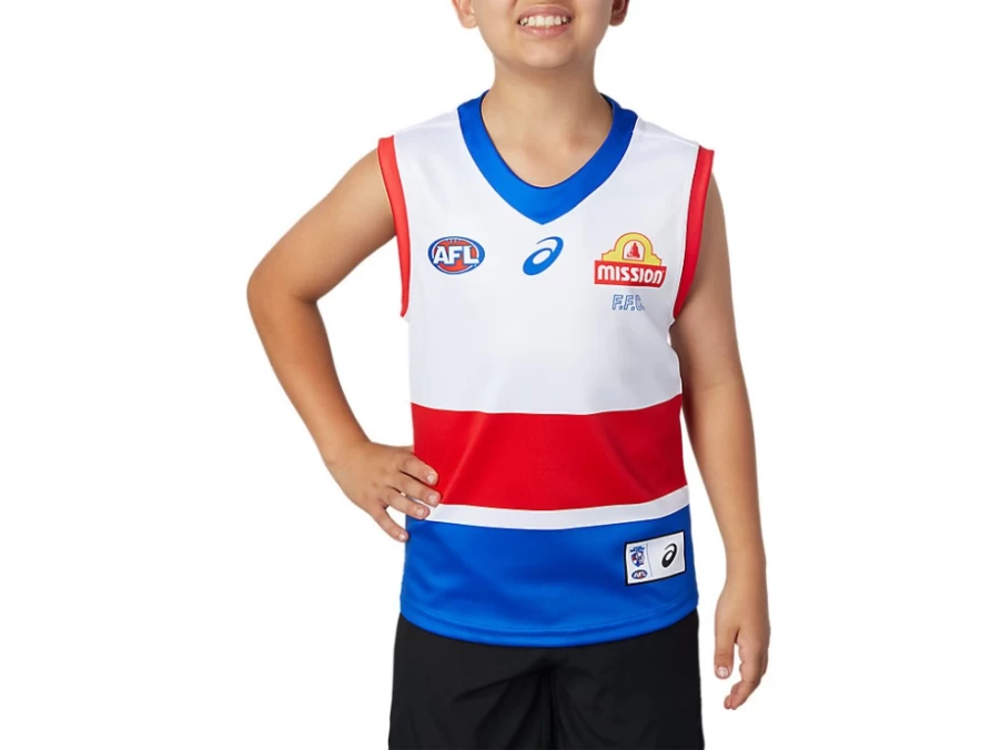 ASICS Kids Western Bulldogs Replica Clash Guernsey - Brilliant White Short Sleeved Youth Jersey