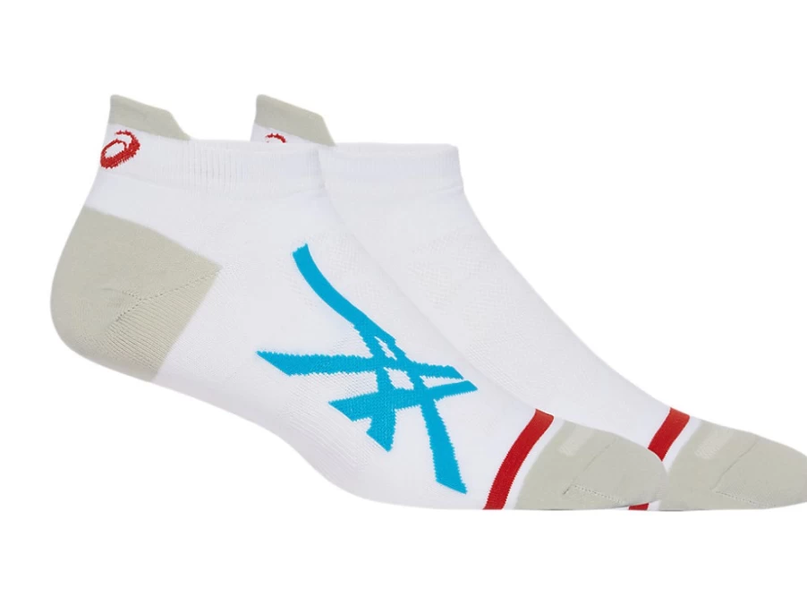 ASICS Men's Light Single Tab Socks in Brilliant White/Island Blue - Athletic Crew Socks for Running & Sports