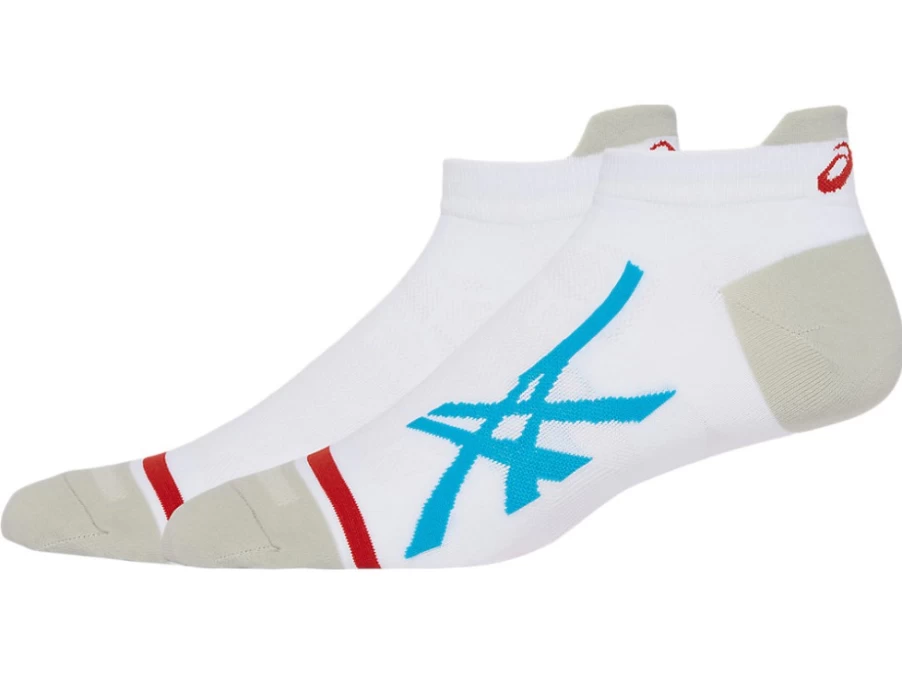 ASICS Men's Light Single Tab Socks in Brilliant White/Island Blue - Athletic Crew Socks for Running & Sports