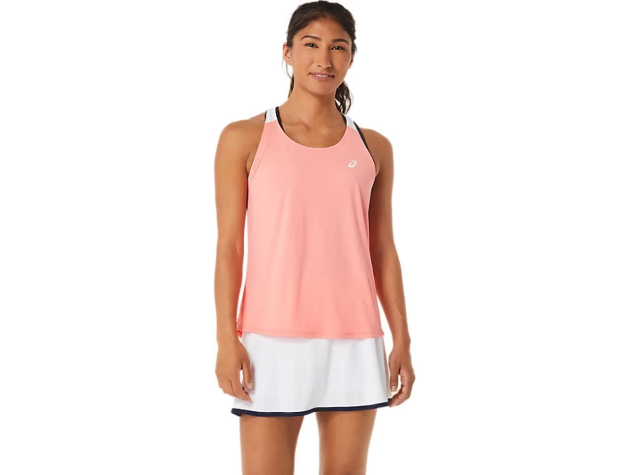 ASICS Women's Court Tank Top - Guava/Brilliant White Tennis Apparel