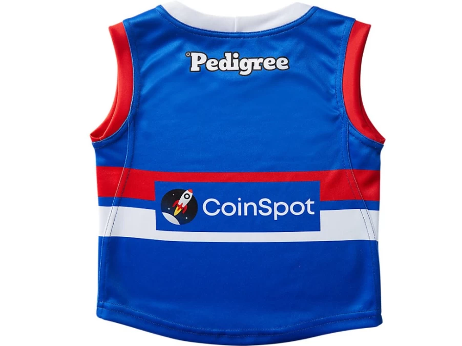 ASICS Electric Blue Western Bulldogs Kids Replica Home Guernsey Short Sleeve Jersey