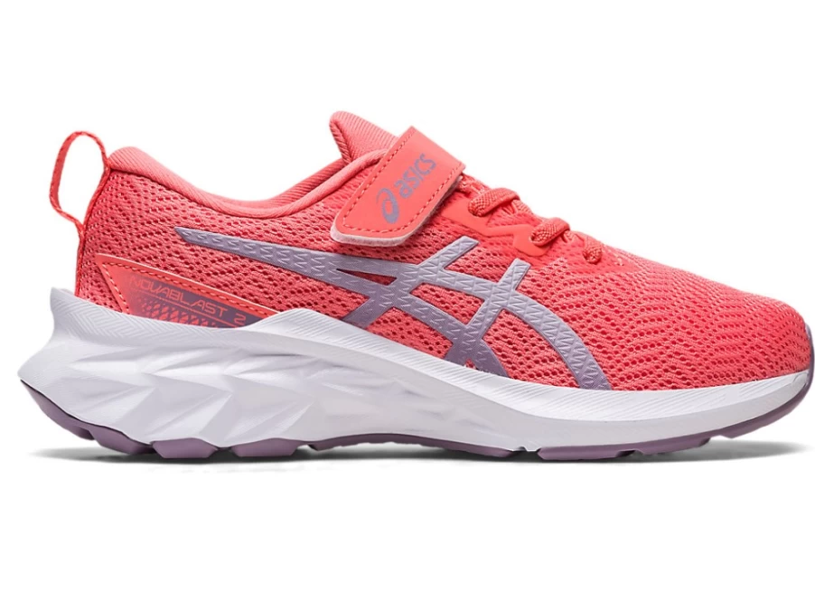 ASICS Kids Novablast 2 PS Running Shoes in Papaya/Dusk Violet