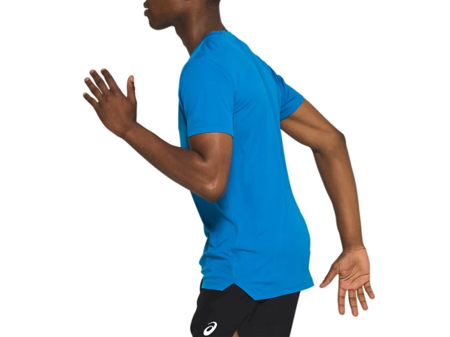 ASICS Men's Silver Short Sleeve Top in Asics Blue