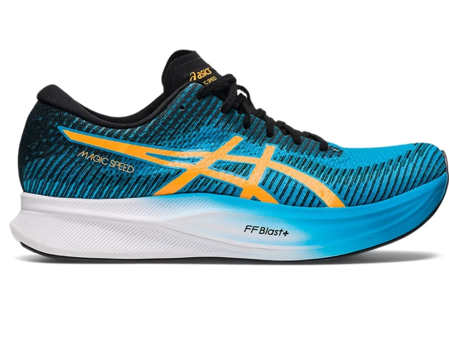 ASICS Men's Magic Speed 2 Running Shoes - Island Blue/Orange Pop - Lightweight Performance Racing Sneakers