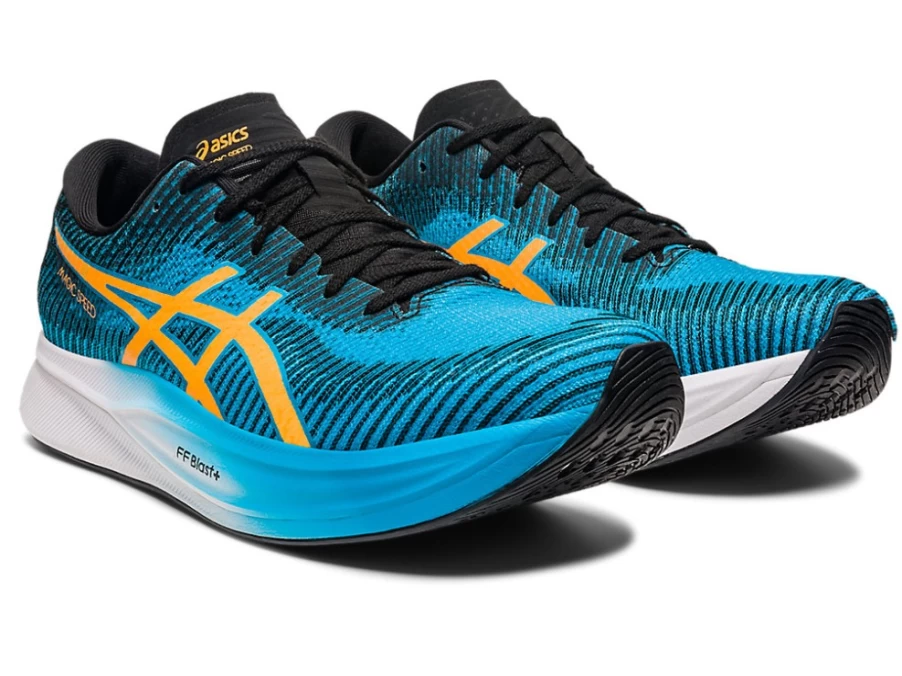 ASICS Men's Magic Speed 2 Running Shoes - Island Blue/Orange Pop - Lightweight Performance Racing Sneakers