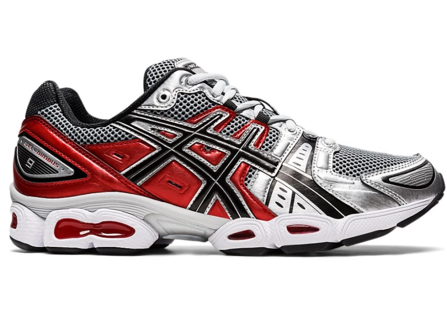 ASICS Gel-Nimbus 9 Men's Running Shoes - Pure Silver/Classic Red