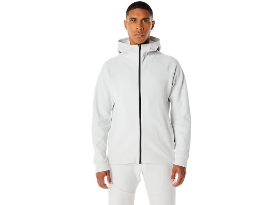 ASICS Men's Glacier Grey Mobility Knit Hoodie - Lightweight Performance Pullover