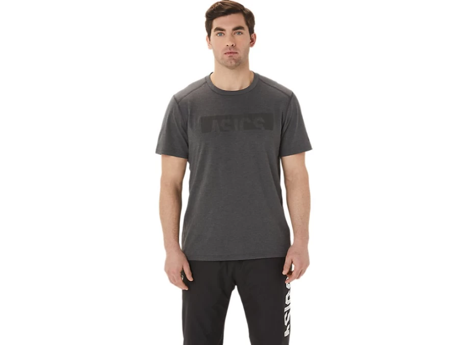 ASICS Men's Obsidian Grey Heather Print Short Sleeve T-Shirt