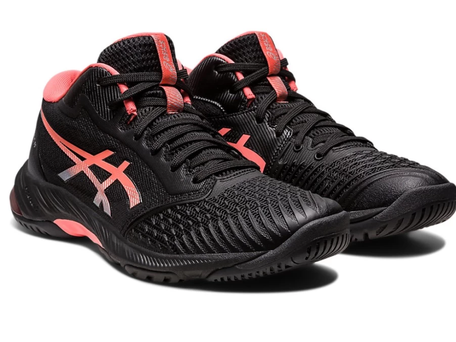 ASICS Women's Netburner Ballistic FF MT 3 Volleyball Shoes - Black/Papaya