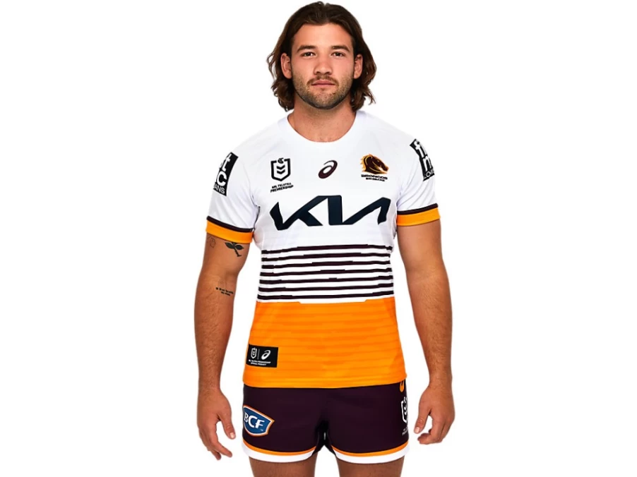 ASICS Men's Brisbane Broncos Away Replica Jersey - Brilliant White