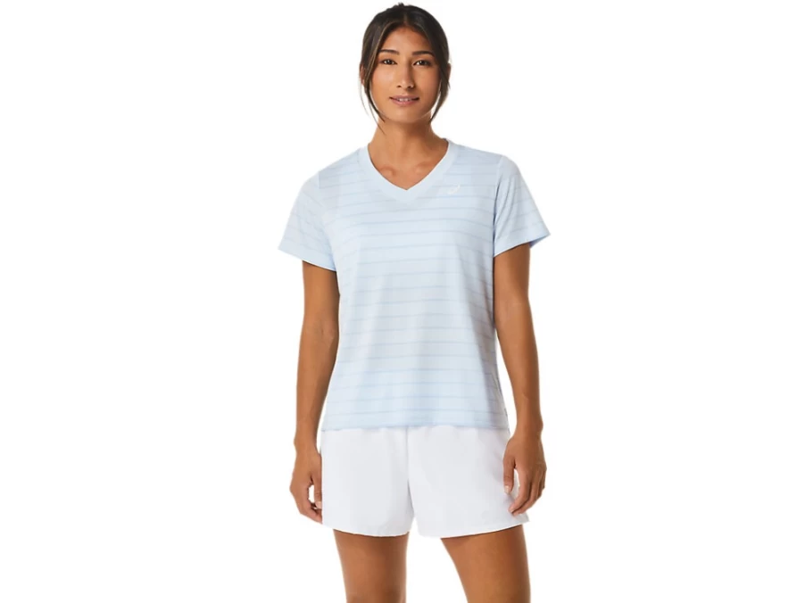 ASICS Women's Soft Sky Court Stripe Short Sleeve Tennis Top