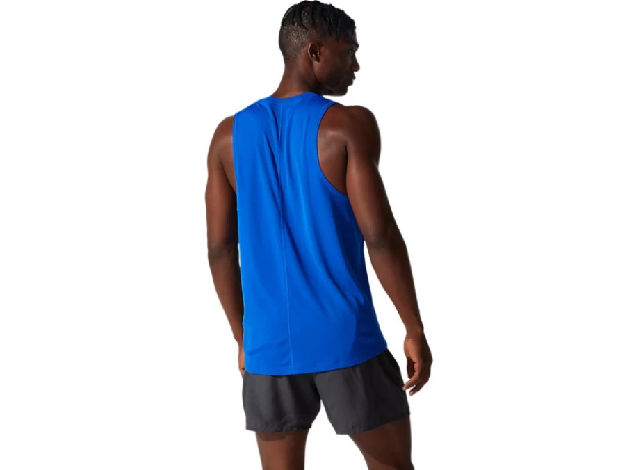 ASICS Men's Silver Singlet - Lightweight Running Top in Asics Blue