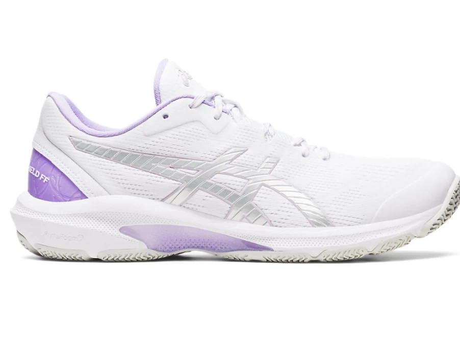 ASICS Women's Netburner Shield Volleyball Shoes in White/Pure Silver