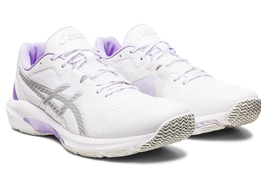 ASICS Women's Netburner Shield Volleyball Shoes in White/Pure Silver