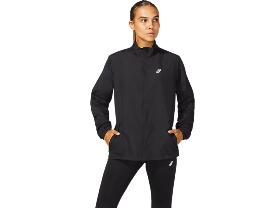 ASICS Women's Performance Black Silver Jacket – Lightweight Running Jacket