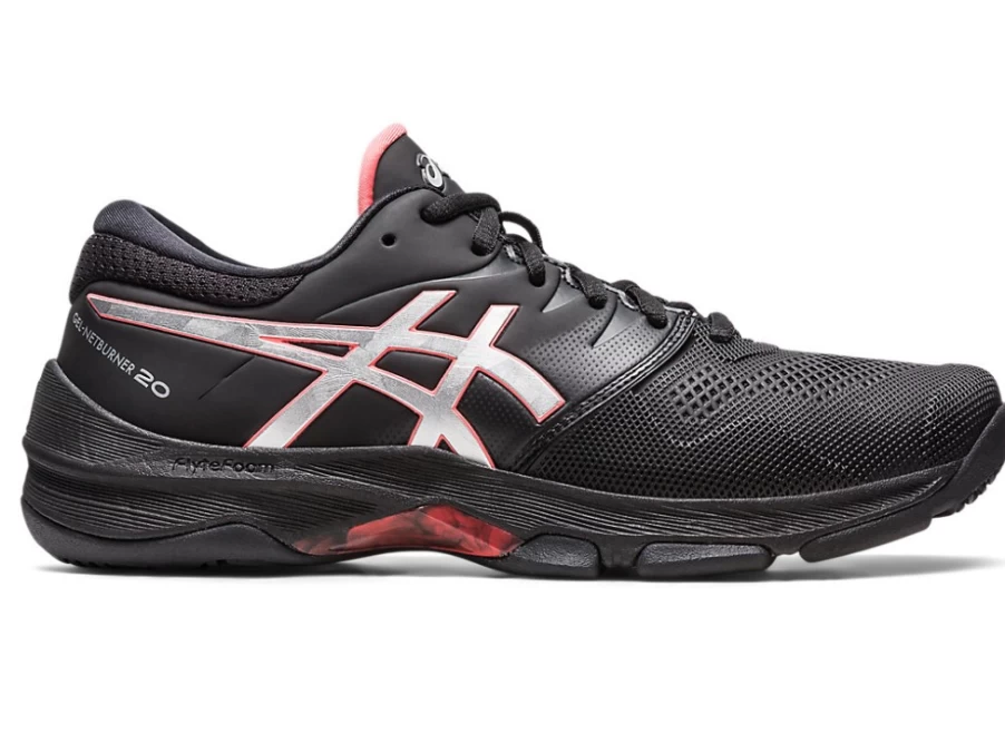 ASICS Women's Gel-Netburner 20 D Wide Volleyball Shoes in Black/Pure Silver