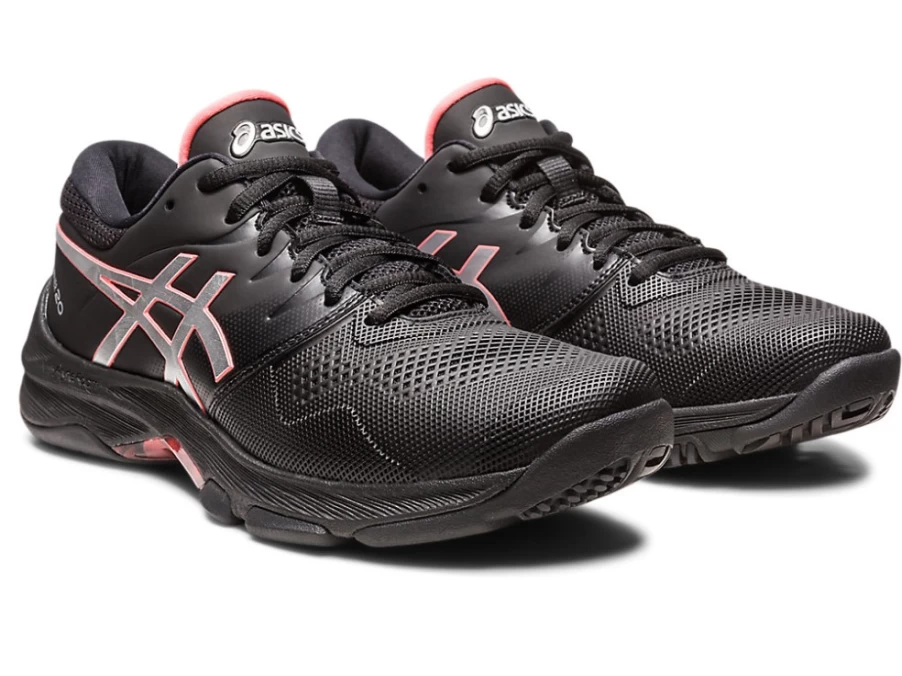 ASICS Women's Gel-Netburner 20 D Wide Volleyball Shoes in Black/Pure Silver