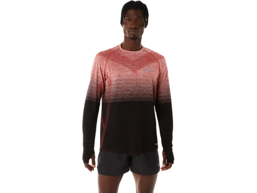 ASICS Men's Performance Black/Spice Latte Seamless Long Sleeve Top