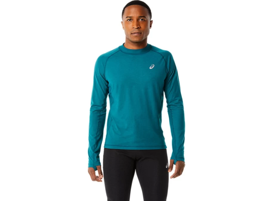 ASICS Men's Winter Run Long Sleeve Top in Velvet Pine - Thermal Running Shirt for Cold Weather