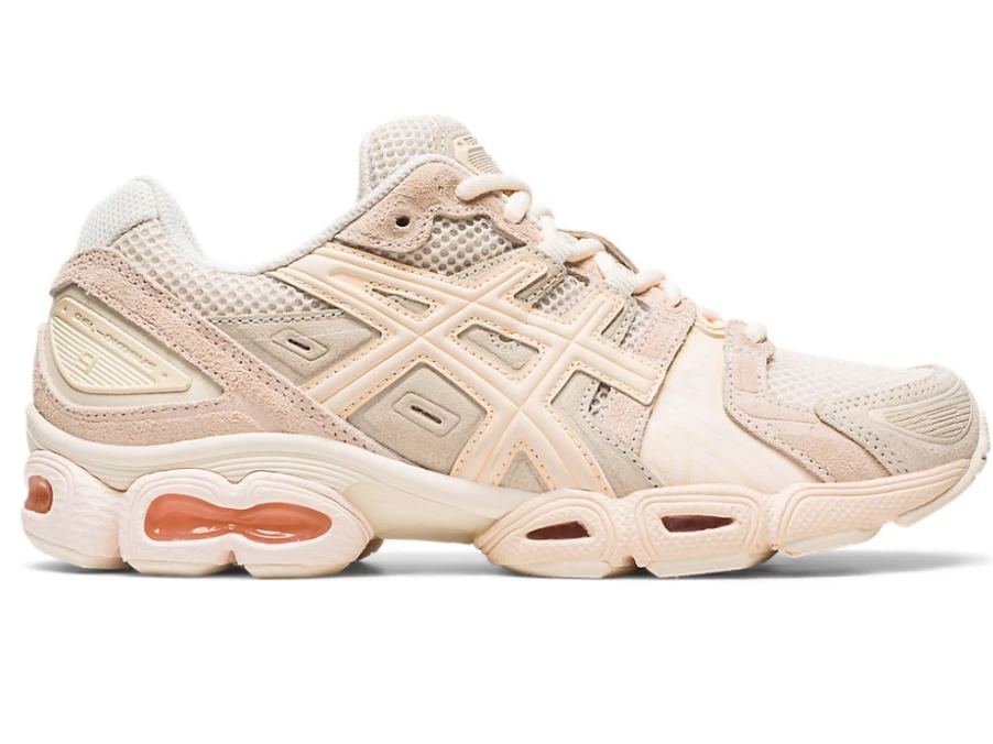 ASICS Women's Gel-Nimbus 9 Running Shoes in Oatmeal/White Peach - Lightweight Cushioned Sneakers