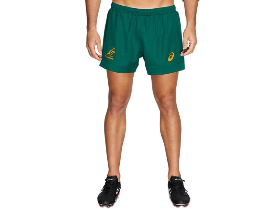 ASICS Men's Wallabies Green Replica Gameday Shorts - Official Rugby Shorts