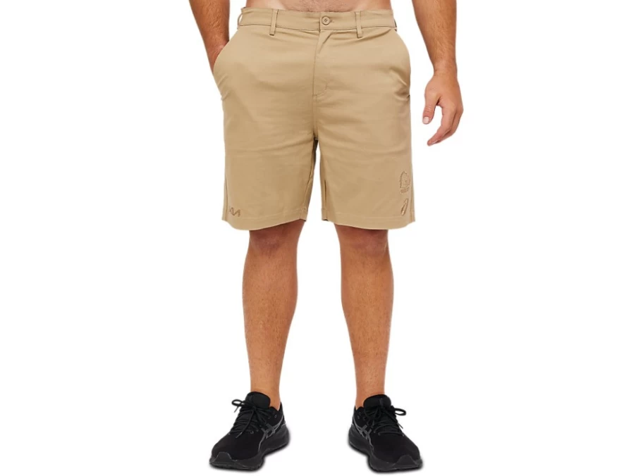 ASICS Men's Brisbane Broncos Travel Shorts in Wood Crepe - Comfortable Athletic Shorts for Sports & Casual Wear