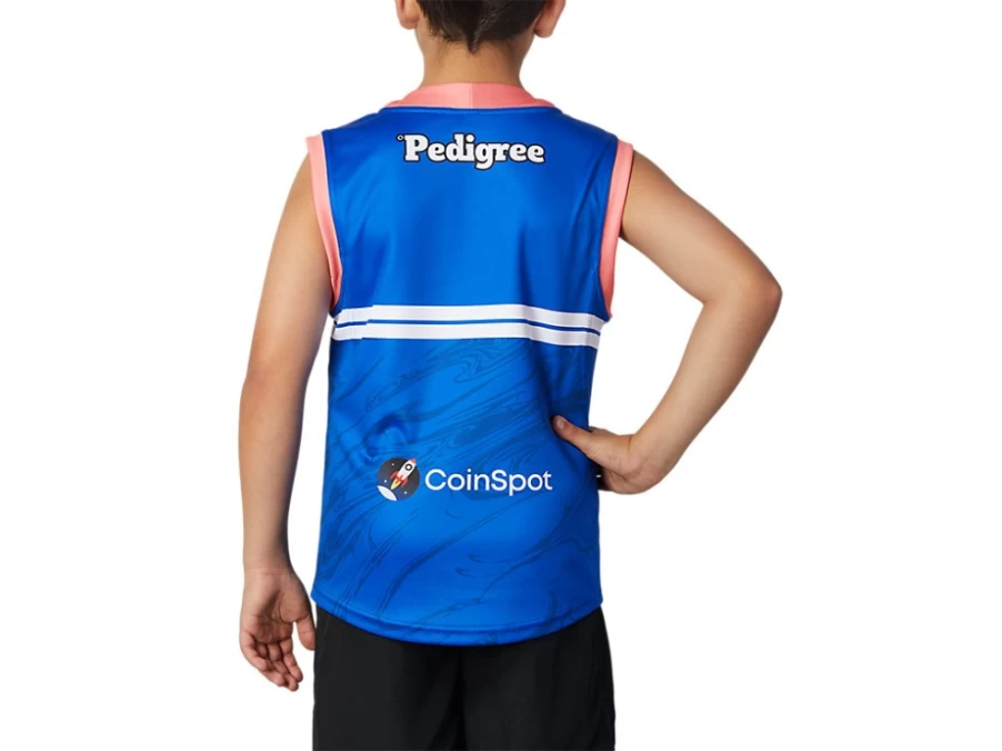 ASICS Electric Blue Western Bulldogs Replica Training Guernsey for Kids