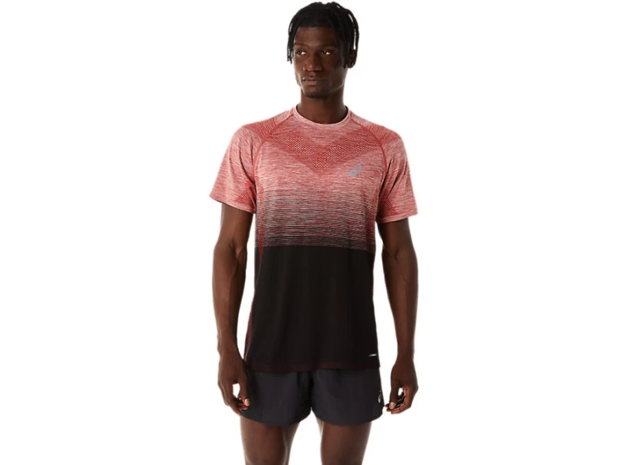 ASICS Men's Performance Black/Spice Latte Seamless Short Sleeve Workout Top