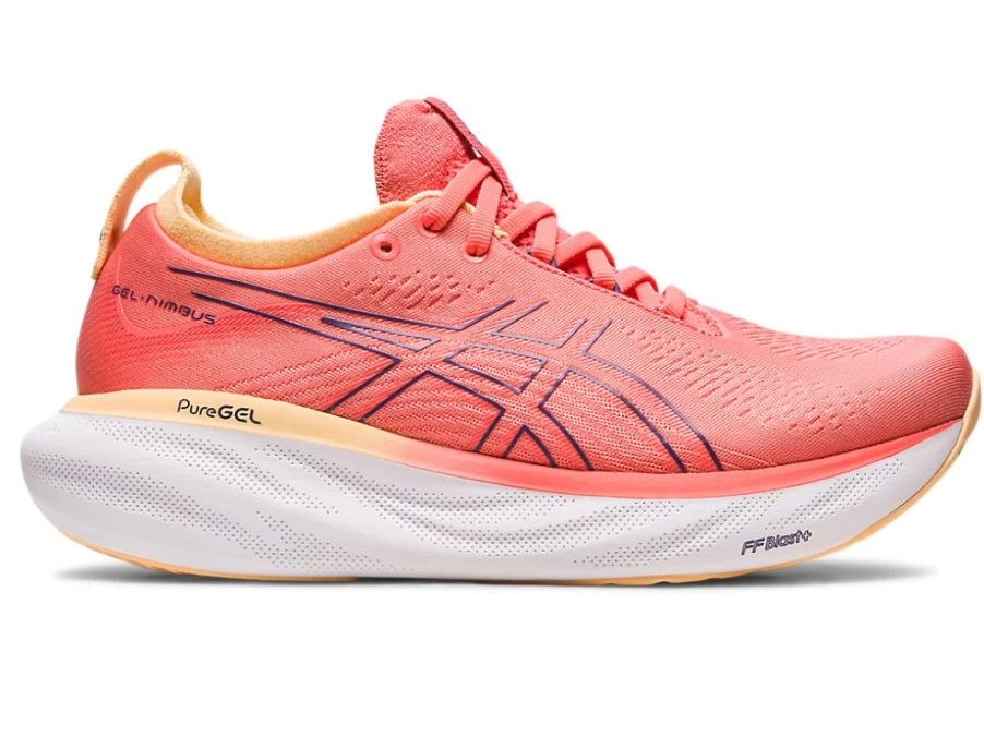 ASICS Women's Gel-Nimbus 25 Running Shoes - D Wide, Papaya/Dusty Purple
