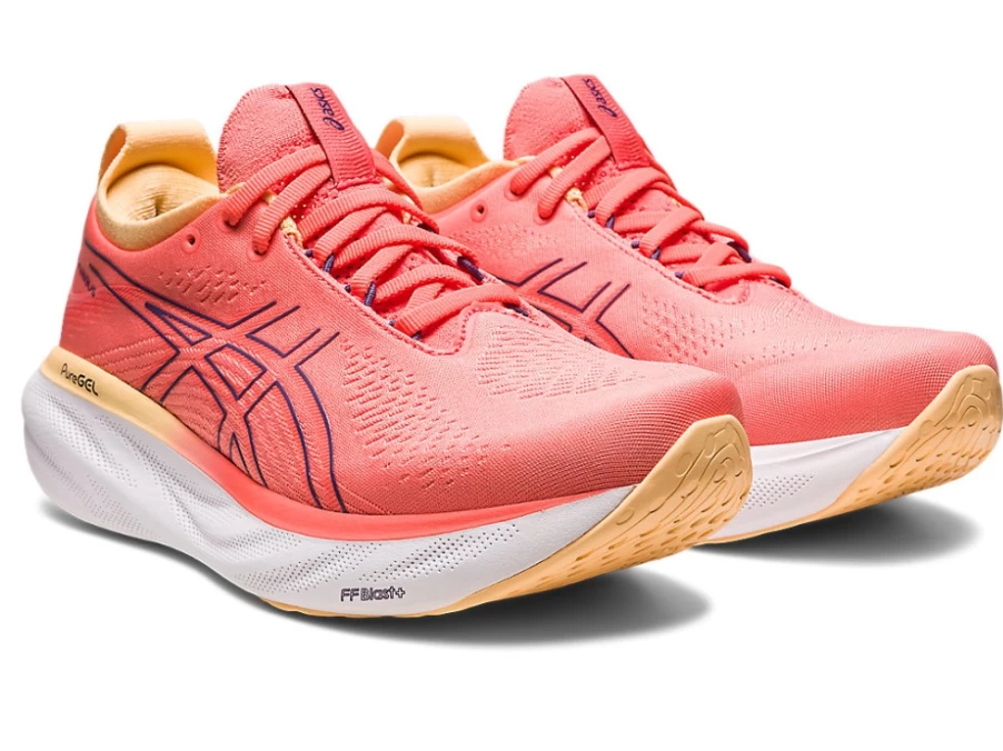 ASICS Women's Gel-Nimbus 25 Running Shoes - D Wide, Papaya/Dusty Purple