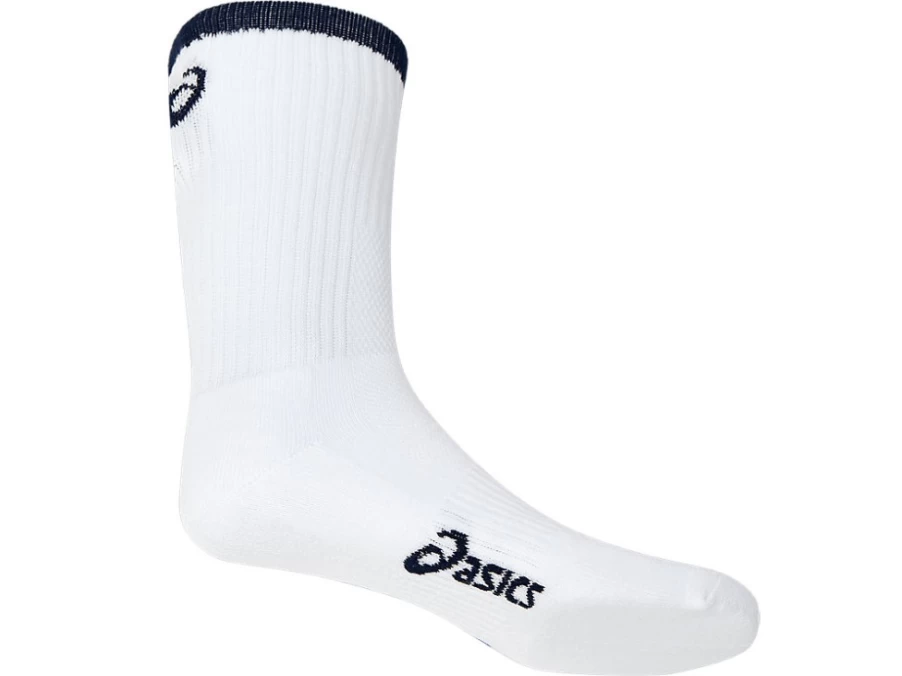 ASICS Men's Pace Crew Socks in Brilliant White/Peacoat - Comfortable Athletic Socks for Running & Training