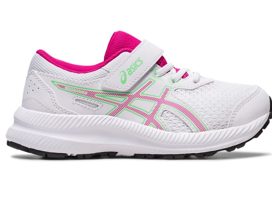 ASICS Kids Contend 8 Running Shoes - White/Pink Rave