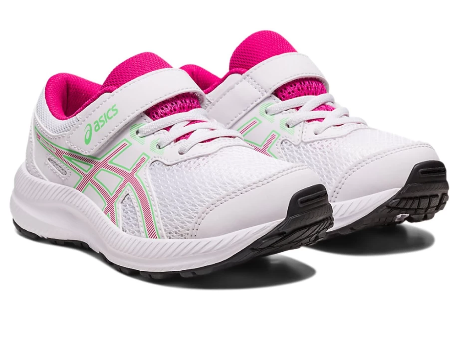 ASICS Kids Contend 8 Running Shoes - White/Pink Rave
