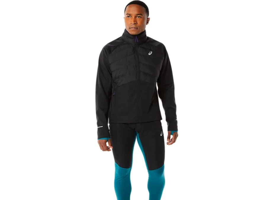 ASICS Men's Winter Run Jacket in Performance Black Heather - Lightweight & Water-Resistant for Cold Weather Running