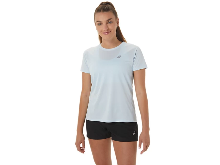 ASICS Women's Sky Blue Silver Short Sleeve Top