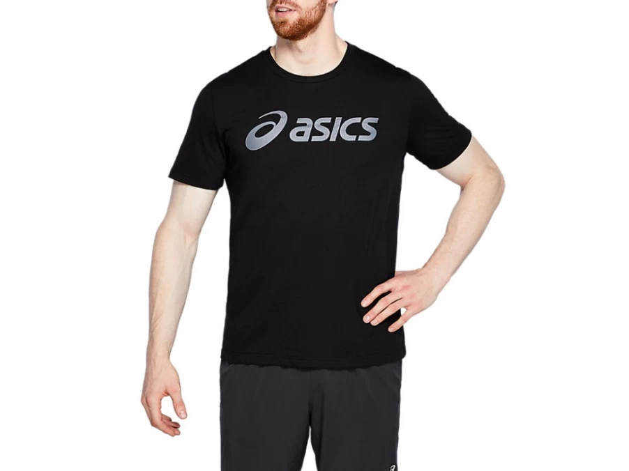 ASICS Men's Performance Black Logo Tee - Classic Athletic T-Shirt with Brand Emblem