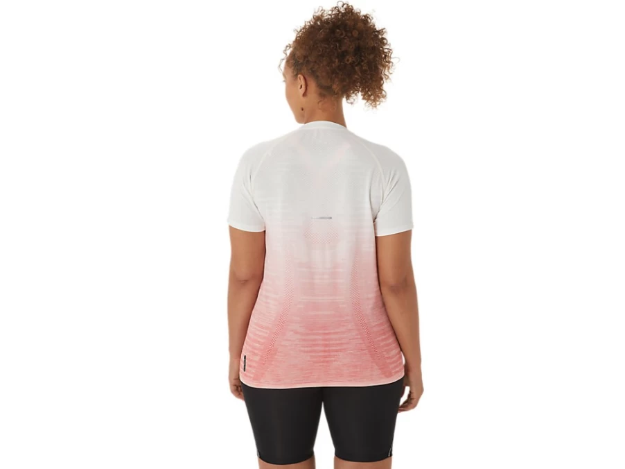 ASICS Women's Cream & Papaya Seamless Short Sleeve Top
