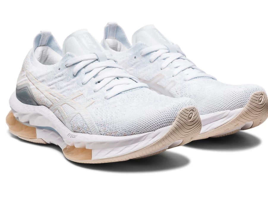 ASICS Women's Gel-Kinsei Blast Running Shoes in White/Mineral Beige - Cushioned Support for Comfort