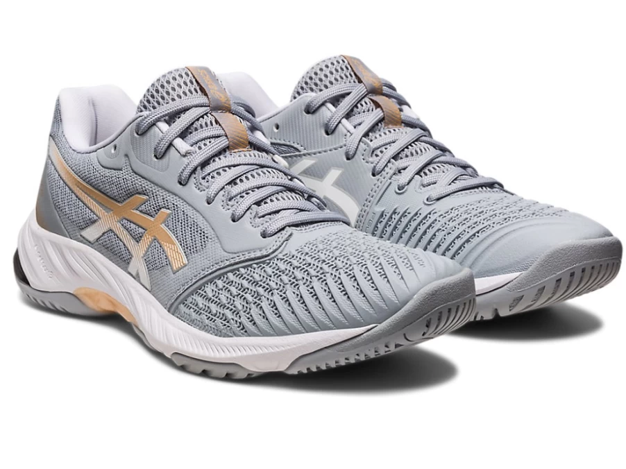 ASICS Women's Netburner Ballistic FF 3 Indoor Court Shoes in Piedmont Grey/Champagne