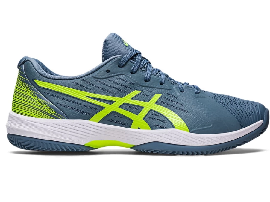 ASICS Solution Swift FF Herringbone Men's Tennis Shoes in Steel Blue/Hazard Green