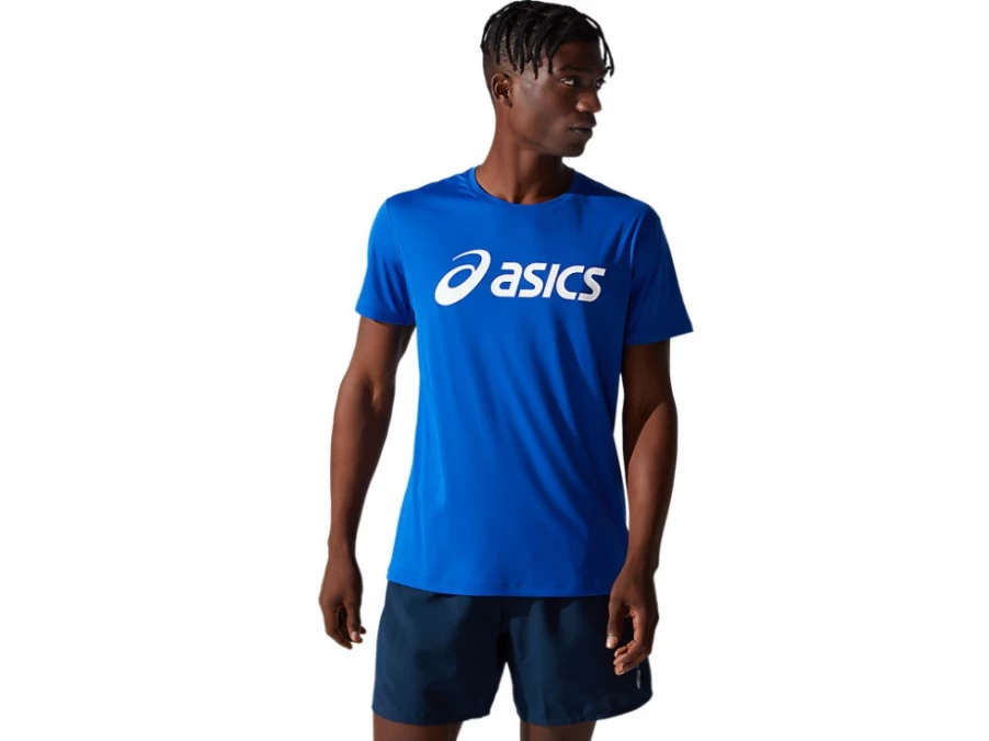 ASICS Men's Silver Top - Asics Blue/Brilliant White Running Shirt