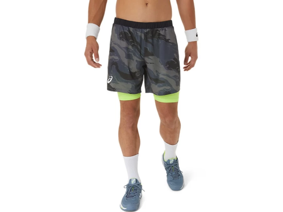 ASICS Men's Carrier Grey Match Graphic 7 Inch Shorts Running Athletic Shorts