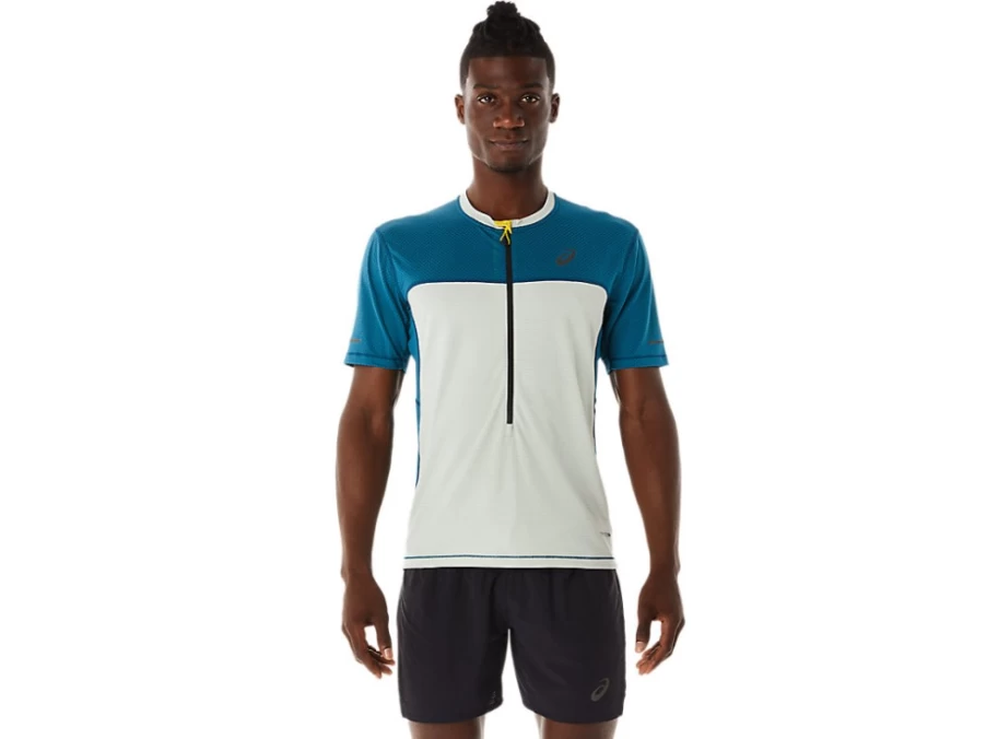 ASICS Fujitrail Men's Ink Teal/Light Sage Short Sleeve Running Top