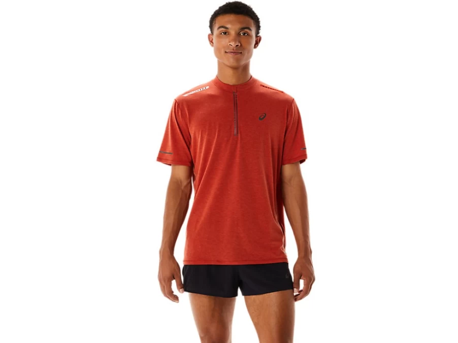 ASICS Men's Metarun 1/2 Zip Short Sleeve Top in Spice Latte