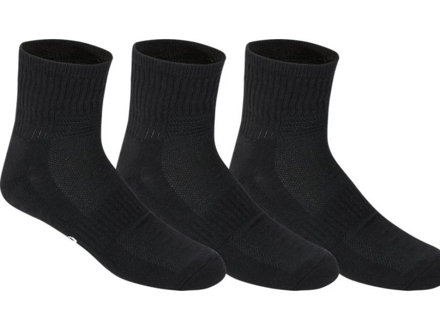 ASICS Men's Performance Black Pace Quarter Socks 3-Pack – Running Athletic Crew Socks