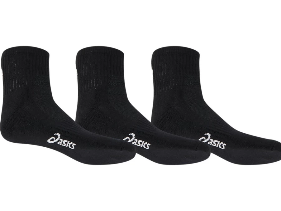 ASICS Men's Performance Black Pace Quarter Socks 3-Pack – Running Athletic Crew Socks