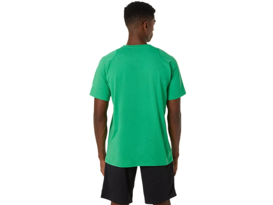 ASICS Men's Cilantro Heather Hex Graphic Cotton Blend Short Sleeve T-Shirt