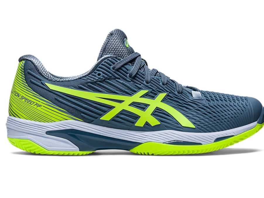 ASICS Solution Speed FF 2 Herringbone Tennis Shoes for Men in Steel Blue/Hazard Green