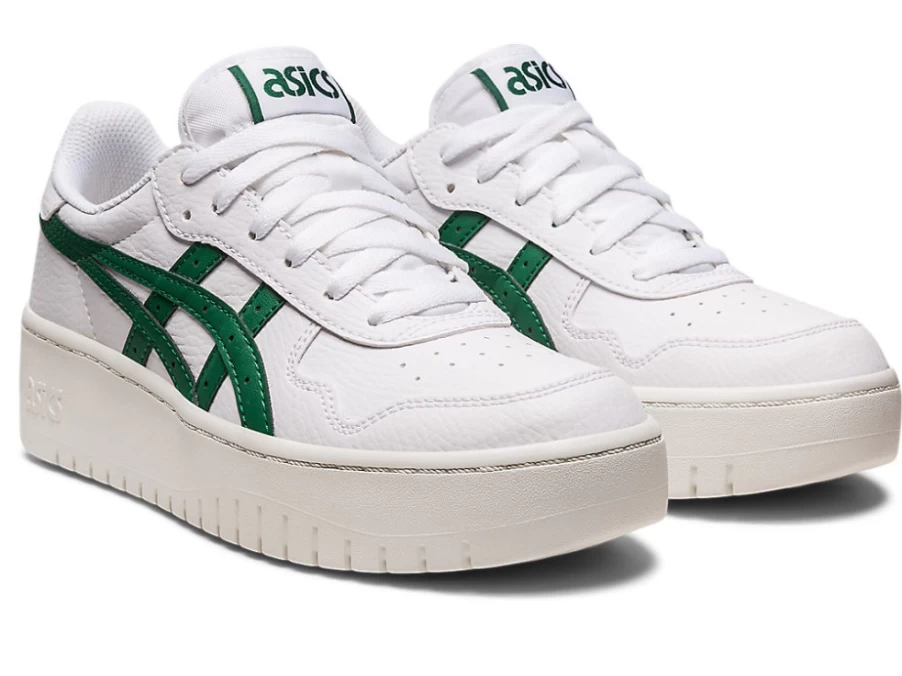 ASICS Women's S Platform Sneakers in White/Shamrock Green - Japan Inspired Design