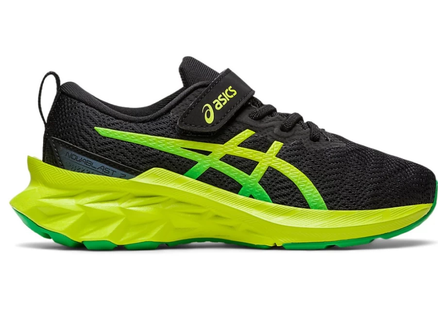 ASICS Kids Novablast 2 PS Running Shoes - Black/Lime Zest